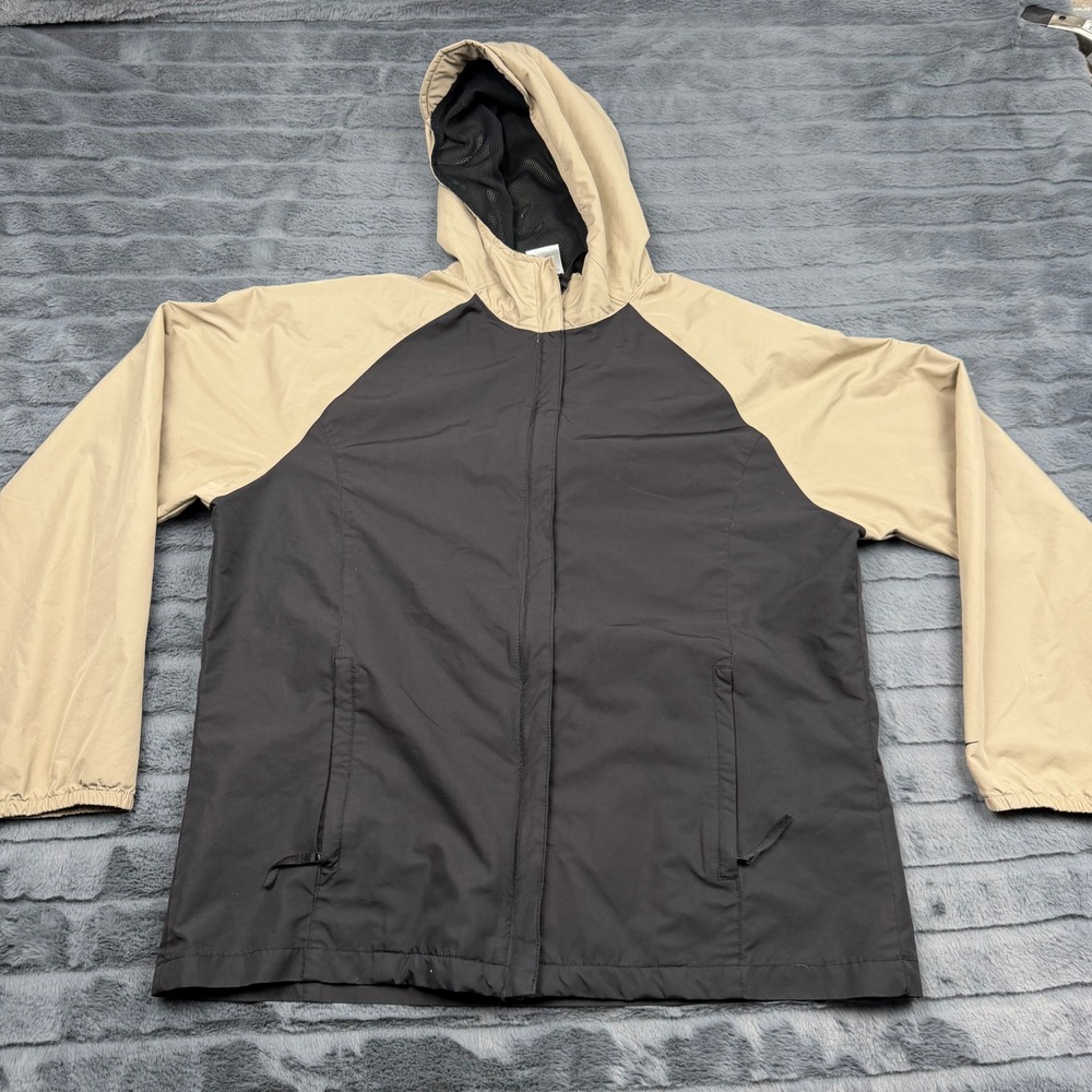 Nike Kids Hooded Windbreaker Jacket Black Tan Full Zip Mesh Hood M 8-10 F1 STI